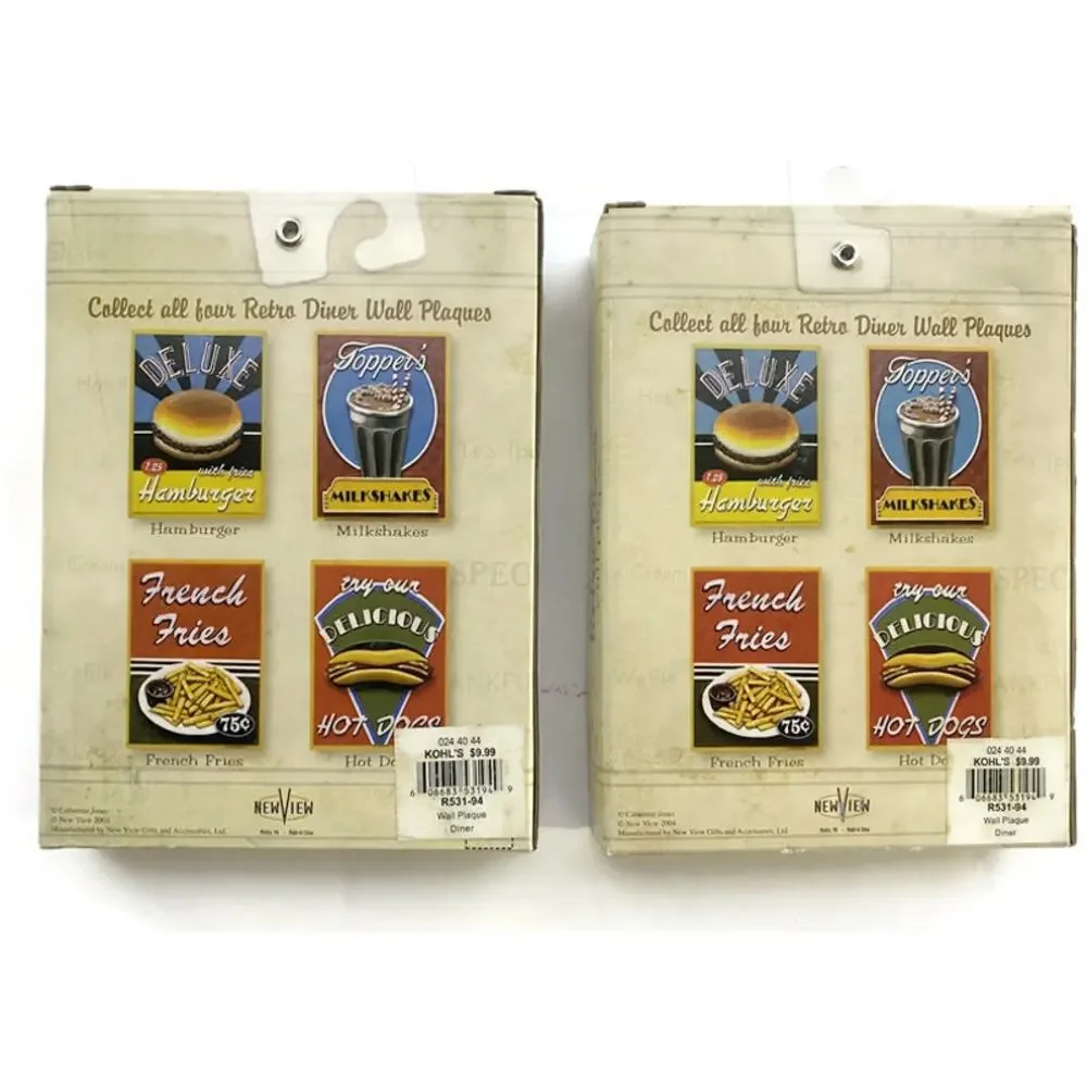 Retro Diner Wall Plaque French Fries & Topper's Milkshakes Set of Two